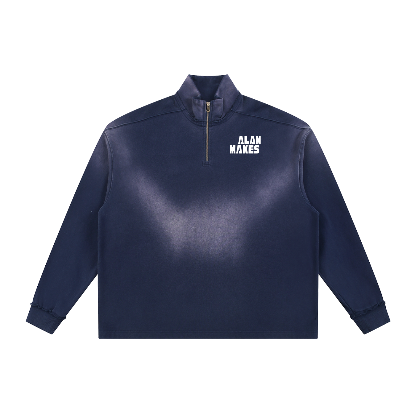 Sun Fade Raw Edge Quarter-Zip Sweatshirt