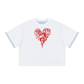 Unisex Boxy Plaid-Lined Double-Face T-Shirt