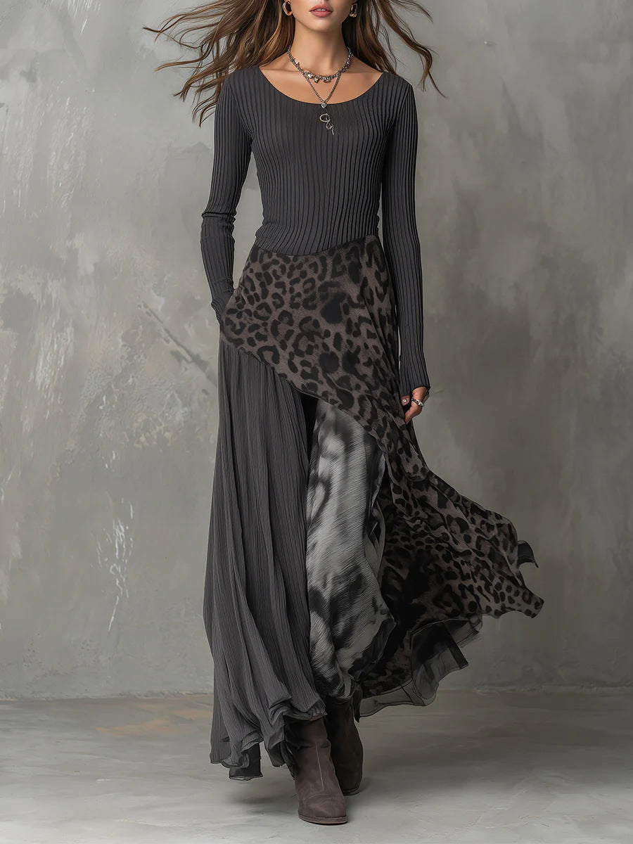 Long Sleeve Printed Maxi Dress