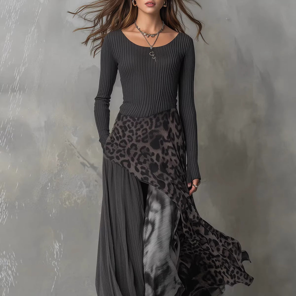Long Sleeve Printed Maxi Dress