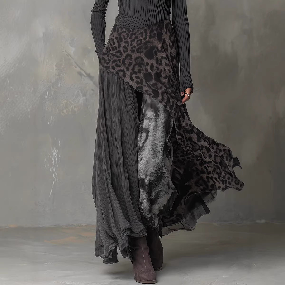 Long Sleeve Printed Maxi Dress