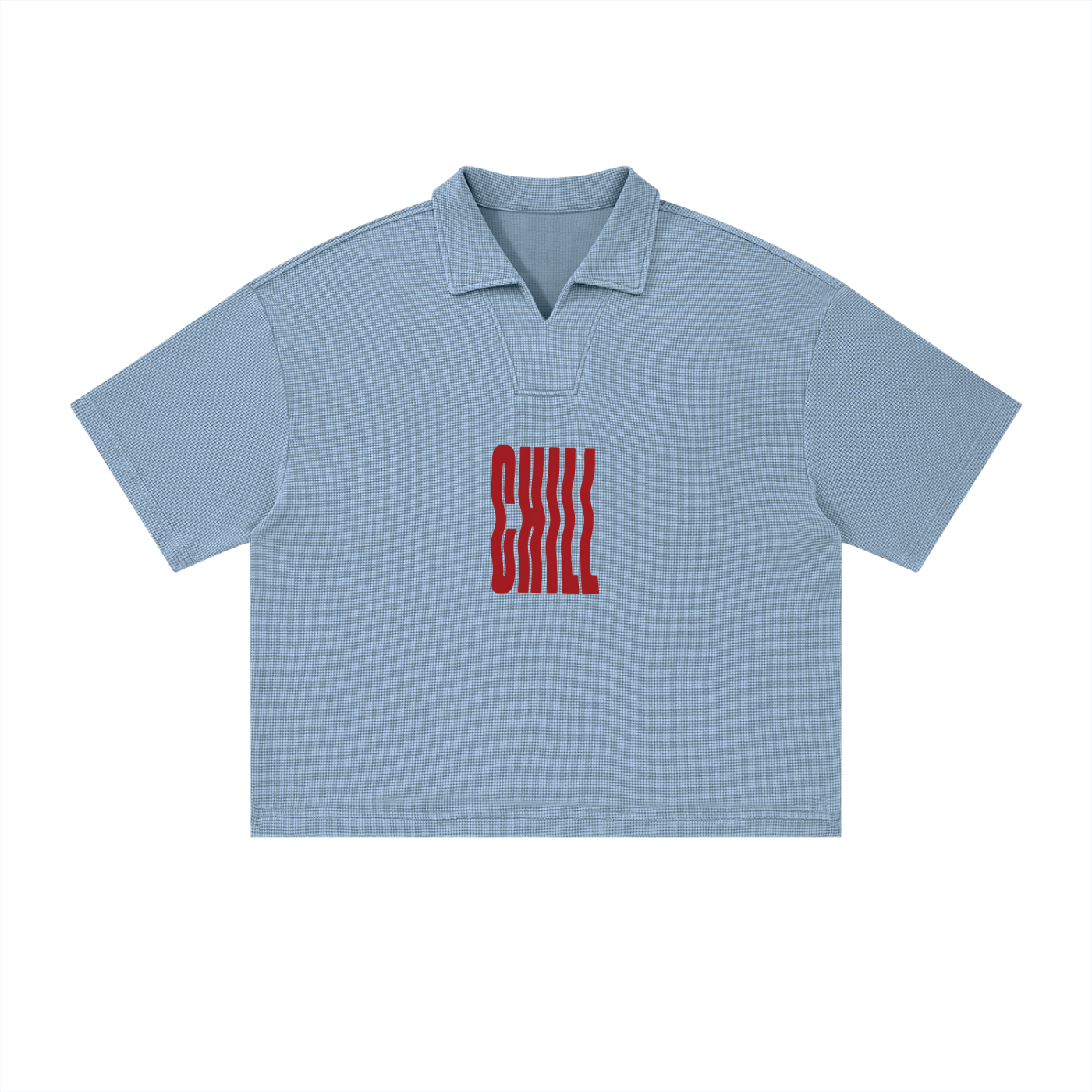 Unisex Vintage Wash Waffle Boxy Polo Shirt