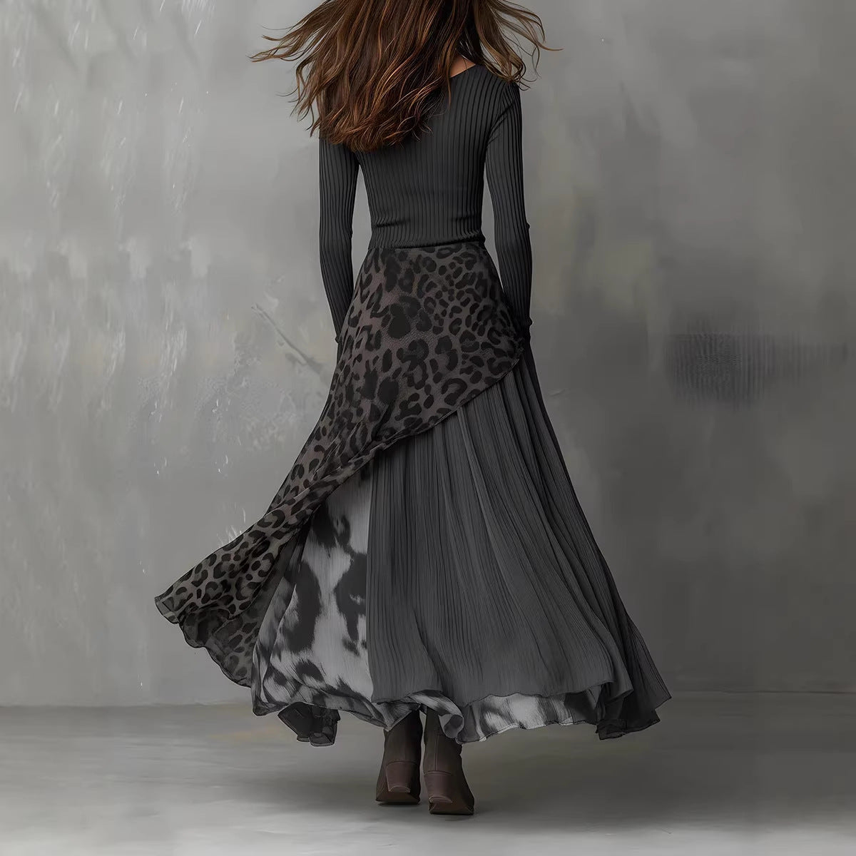 Long Sleeve Printed Maxi Dress