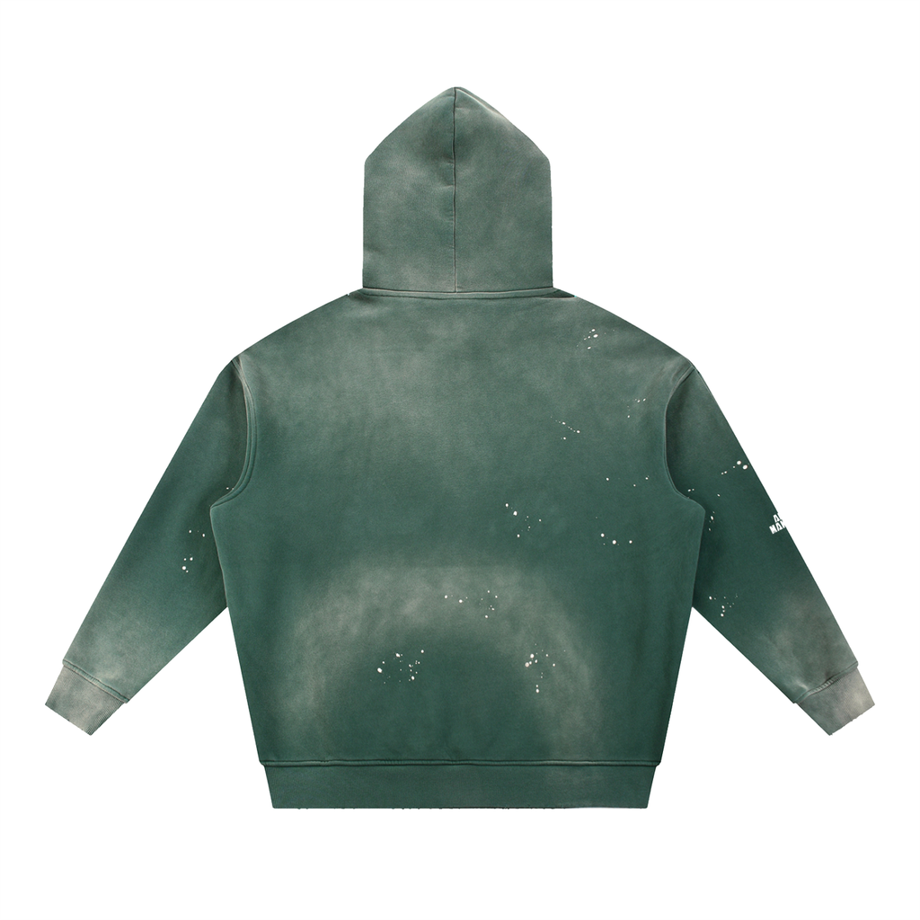 Vintage Washed Frayed Fleece Hoodie